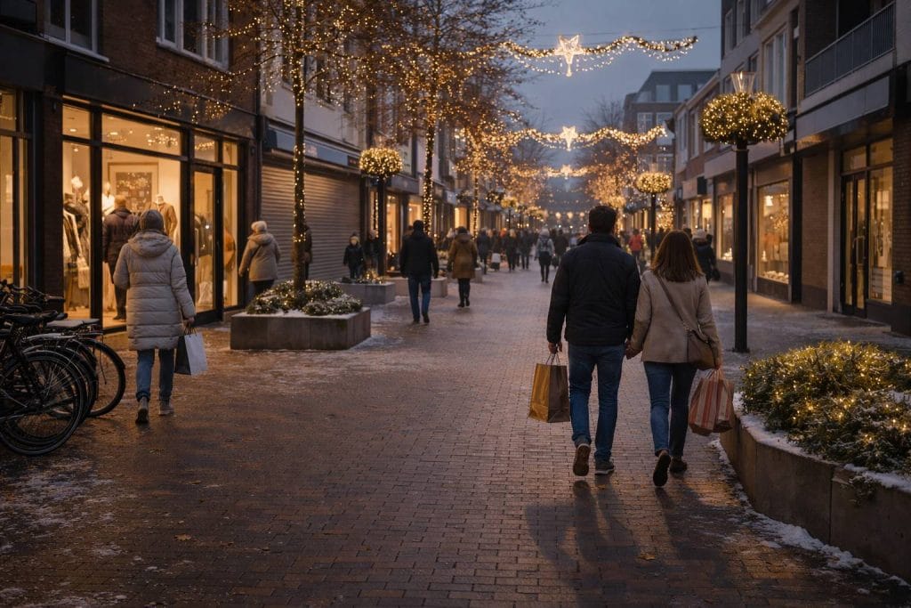 Feestelijke winkelstraat