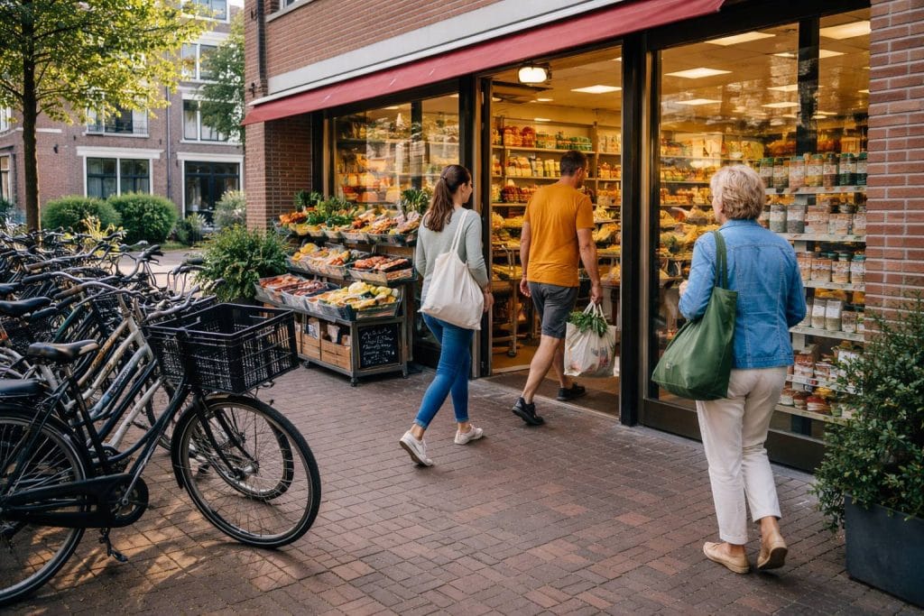 Kleine buurtwinkel buitenkant